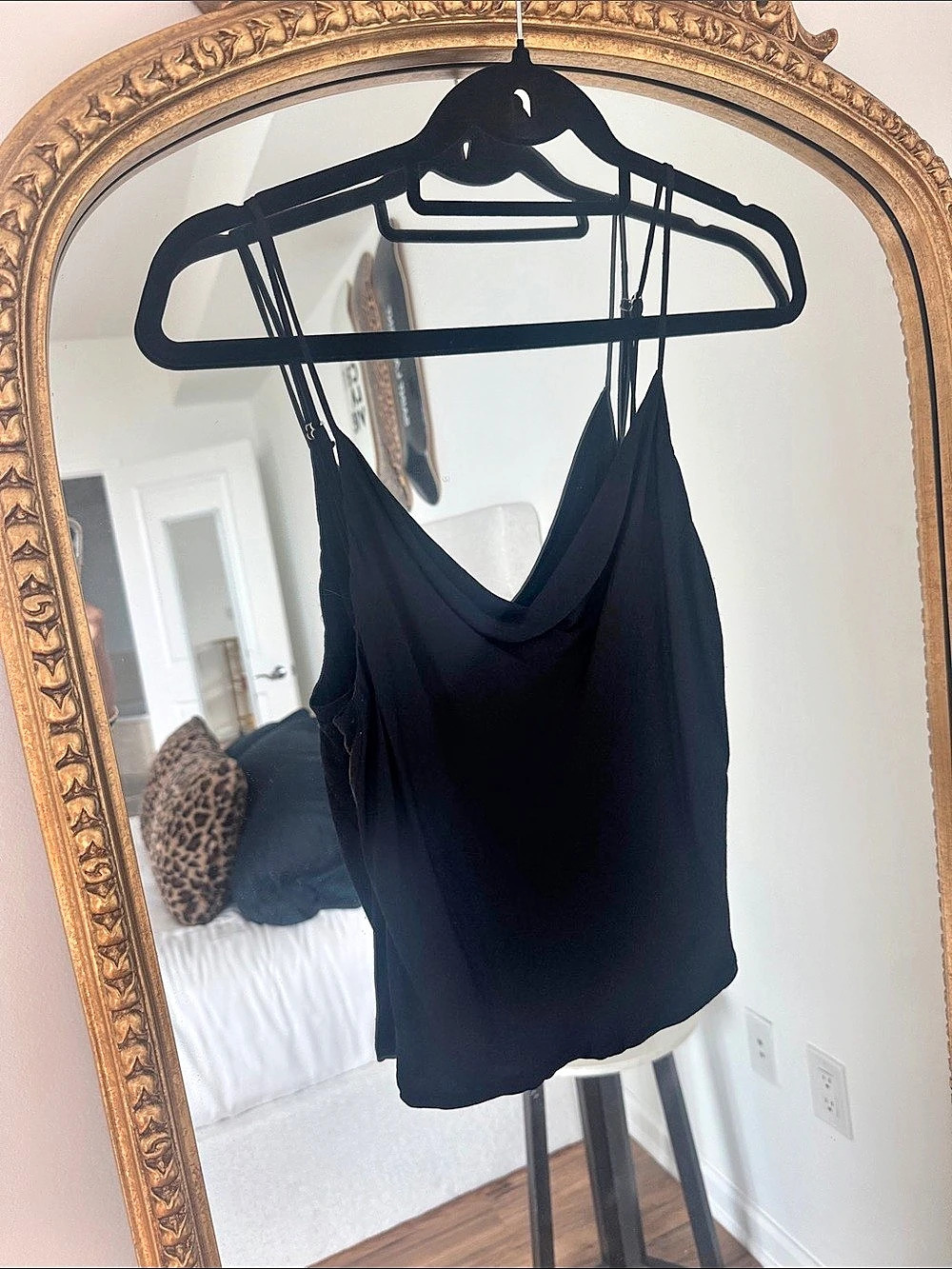Zara Satin Cowl Neck Cami Top Black